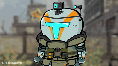 Cartoon Robot With Camera Attached To Head GIF