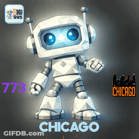 Cartoon Robot With Chicago On It GIF