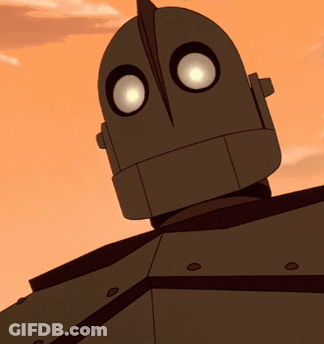 Cartoon Robot With Large Helmet GIF