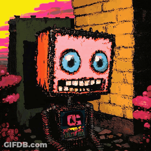 Cartoon Robot With Letter C On Chest GIF