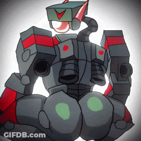Cartoon Robot With Letter V GIF