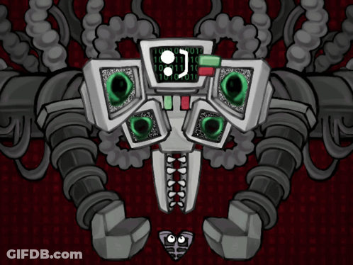 Cartoon Robot With Number 8 On Face GIF