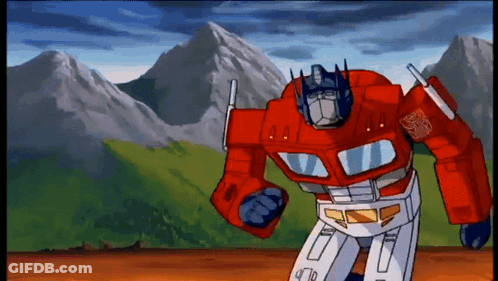 Cartoon Robot With Optimus On Chest GIF