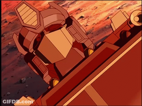 Cartoon Robot With Red Background And Sunset GIF