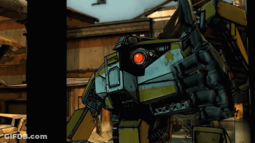 Cartoon Robot With Red Eye And Number 10 GIF