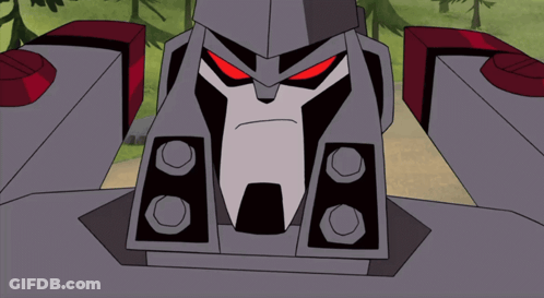 Cartoon Robot With Red Eyes And Letter A GIF