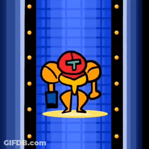 Cartoon Robot With Red Helmet And Letter T On Head GIF