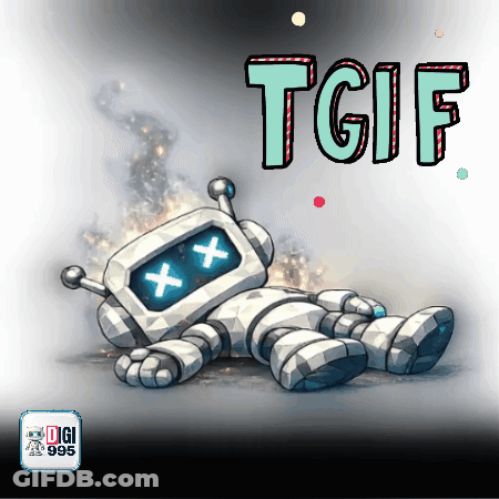 Cartoon Robot With TGIF GIF