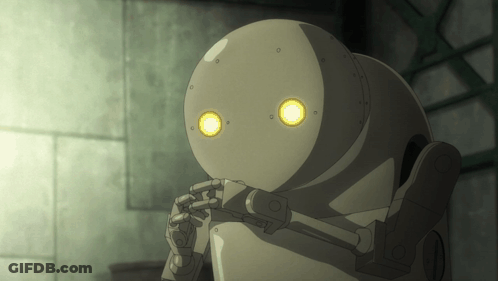 Cartoon Robot With Two Yellow Eyes GIF