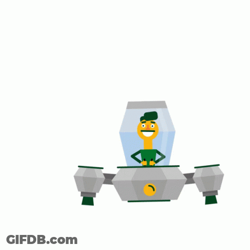 Cartoon Robot With Yellow And Green Antenna GIF