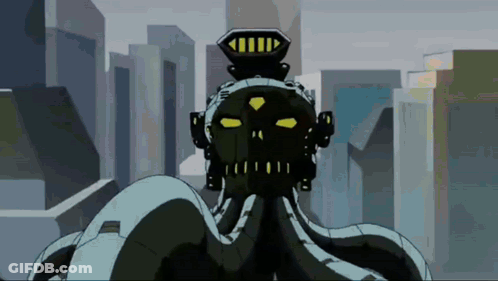 Cartoon Robot With Yellow Eyes GIF