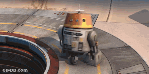 Cartoon Robot With Yellow Head Standing GIF