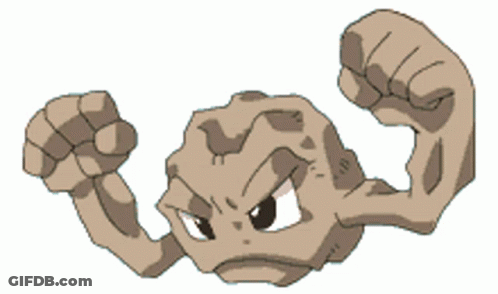 Cartoon Rock Monster With Fist In Air GIF