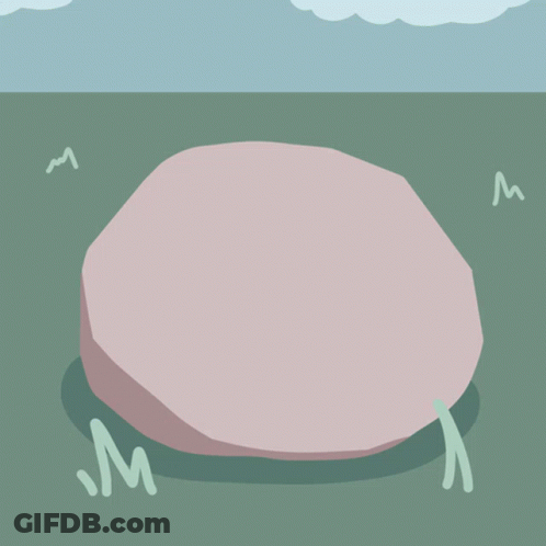 Cartoon Rock With Legs And Face GIF