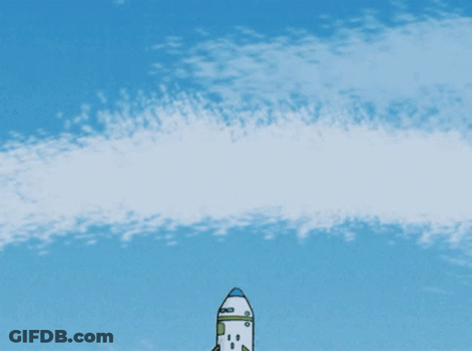 Cartoon Rocket Launch Monkey GIF