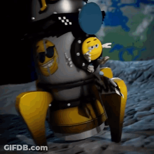 Cartoon Rocket With Yellow Smiley Face GIF