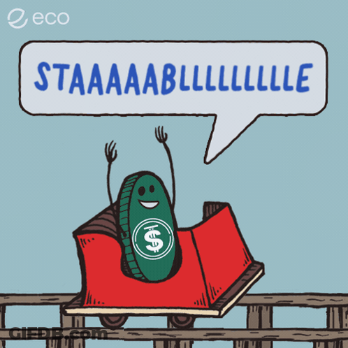 Cartoon Roller Coaster With Dollar Sign Saying Staaaaabllllllle GIF