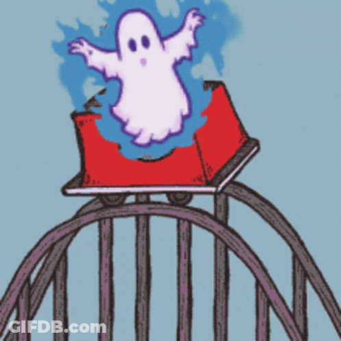 Cartoon Roller Coaster With Ghost GIF