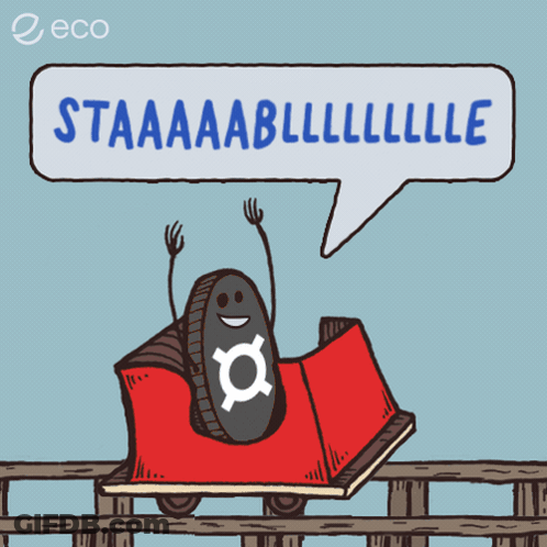 Cartoon Roller Coaster With Speech Bubble Saying Staaaaabllllll GIF
