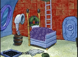 Cartoon Room With Bed And Safe GIF