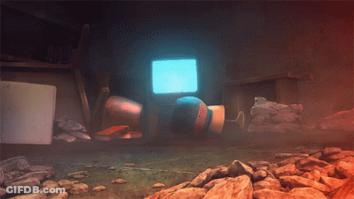 Cartoon Room With Blue Light From Window GIF
