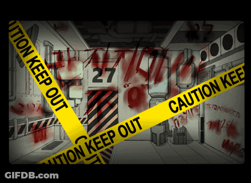Cartoon Room With Caution Tape GIF