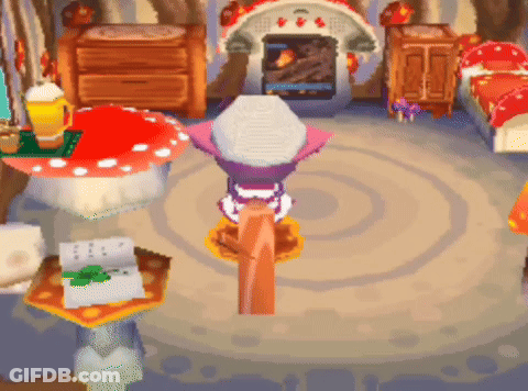 Cartoon Room With Fireplace And Mushrooms GIF