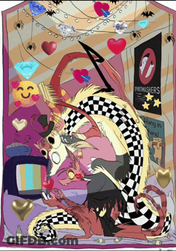Cartoon Room With Spiritmashers Sign GIF