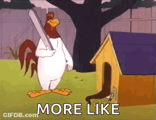 Cartoon Rooster Holding Bat GIF