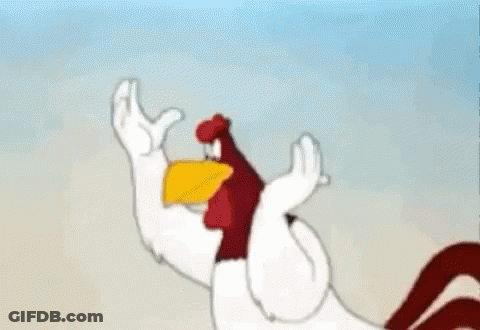 Cartoon Rooster On Hill With Mouth Open GIF
