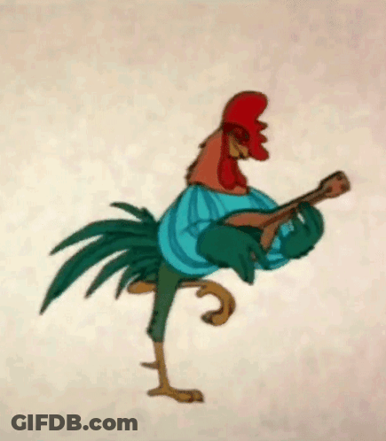 Cartoon Rooster Playing Guitar GIF