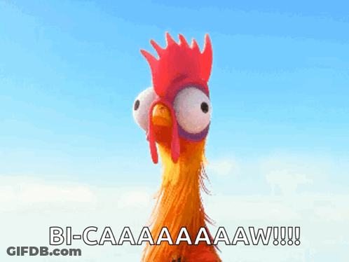 Cartoon Rooster Saying Bi-Caaaaaaw GIF