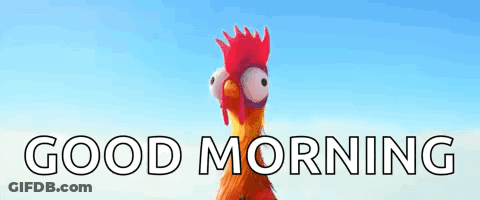 Cartoon Rooster Standing Blue Sky Good Morning GIF
