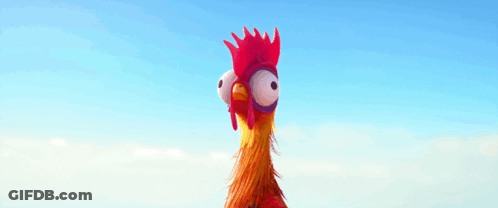 Cartoon Rooster With Big Eyes In Sky GIF
