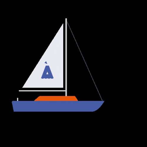 Cartoon Sailboat Sailing GIF