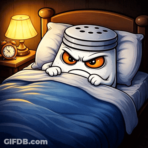 Cartoon Salt Shaker In Bed GIF