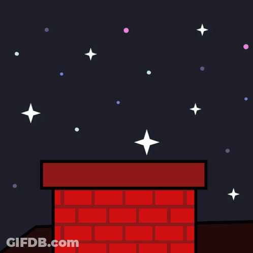 Cartoon Santa Claus In Chimney Waving GIF