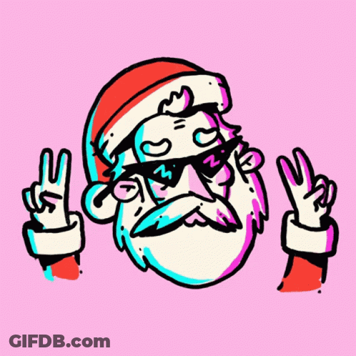 Cartoon Santa Claus With Sunglasses Making Peace Sign GIF