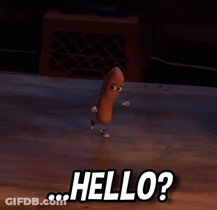Cartoon Sausage Walking On Wooden Floor Saying Hello GIF