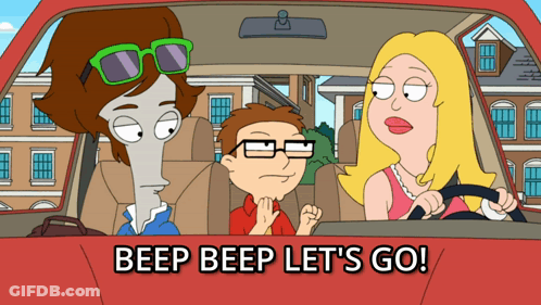 Cartoon Saying Beep Beep Let's Go In Car GIF