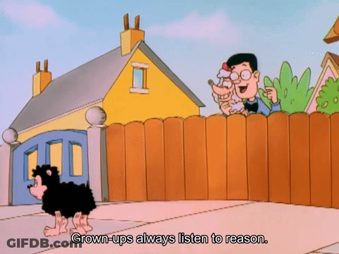 Cartoon Saying Don't They Foo-Foo In Front Of Yellow House And Fence GIF