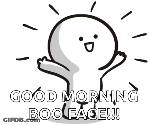 Cartoon Saying Good Morning Boo Face With Arms In Air GIF