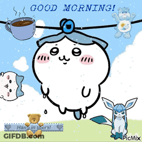 Cartoon Saying Good Morning With Coffee GIF