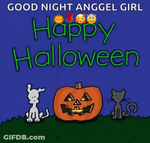Cartoon Saying Good Night Anggel Girl Happy How / Loween GIF