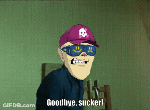 Cartoon Saying Goodbye Sucker With Sunglasses And Skull Hat GIF