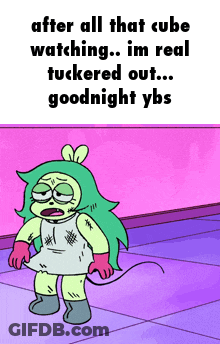 Cartoon Saying Goodnight After Watching Cubes GIF