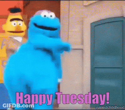 Cartoon Saying Happy Tuesday Next To Another Cartoon GIF