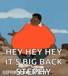 Cartoon Saying Hey Hey Hey Big Back Stephyry GIF