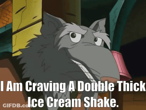 Cartoon Saying I Am Craving A Double Thick Ice Cream Shake GIF
