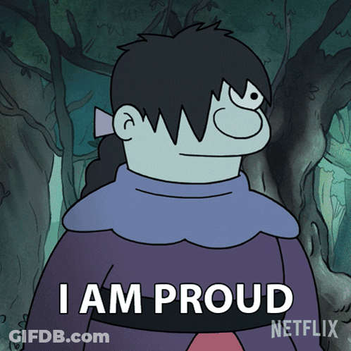 Cartoon Saying I Am Proud In Forest GIF